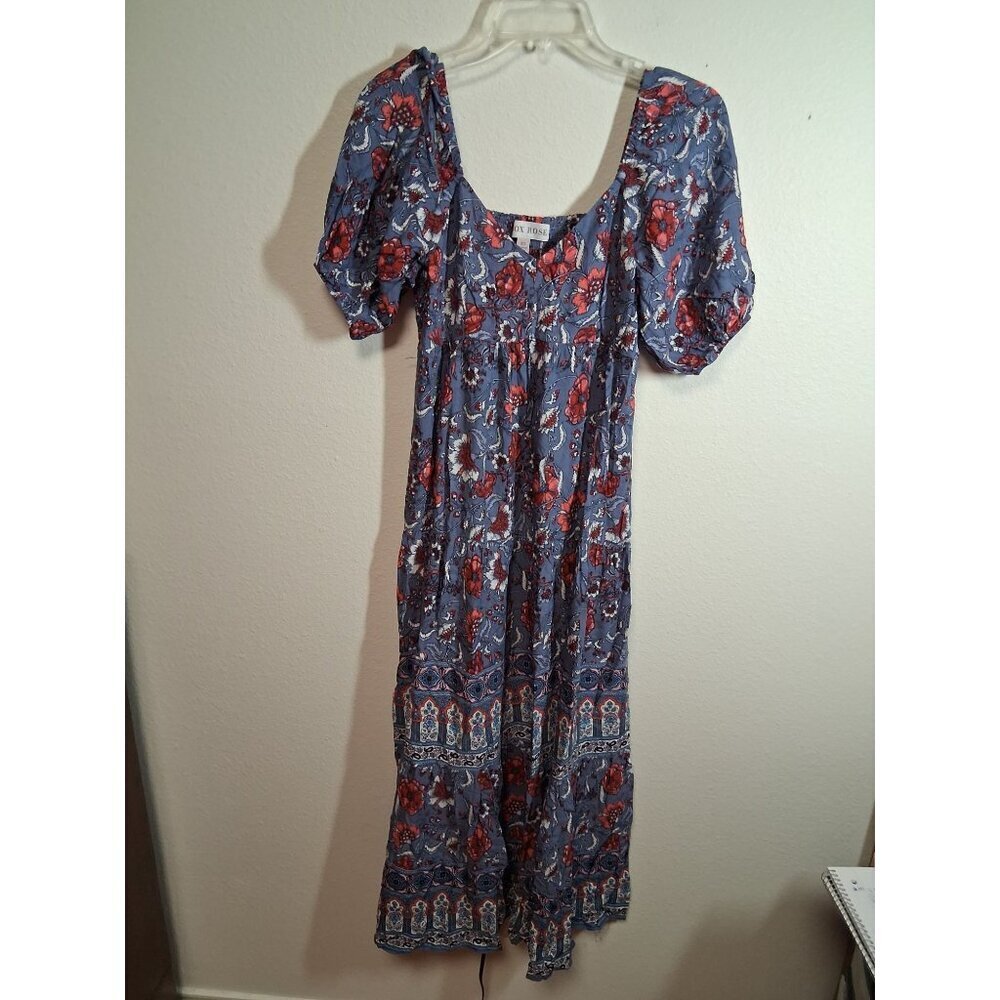NWOT Knox Rose Maxi Dress Boho Retro Y2K Cottage Floral Summer Casual Blue Sz XS